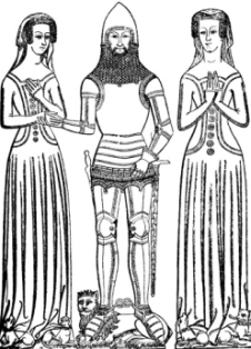 brass of John Hawley and wives in St Saviour's Church Dartmouth