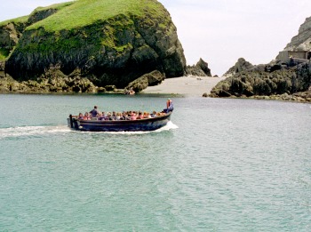 Going ashore in Lundy's landing bay