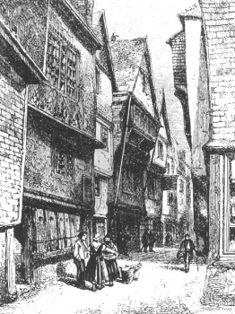 Hawley's house in 1839 (second on left)